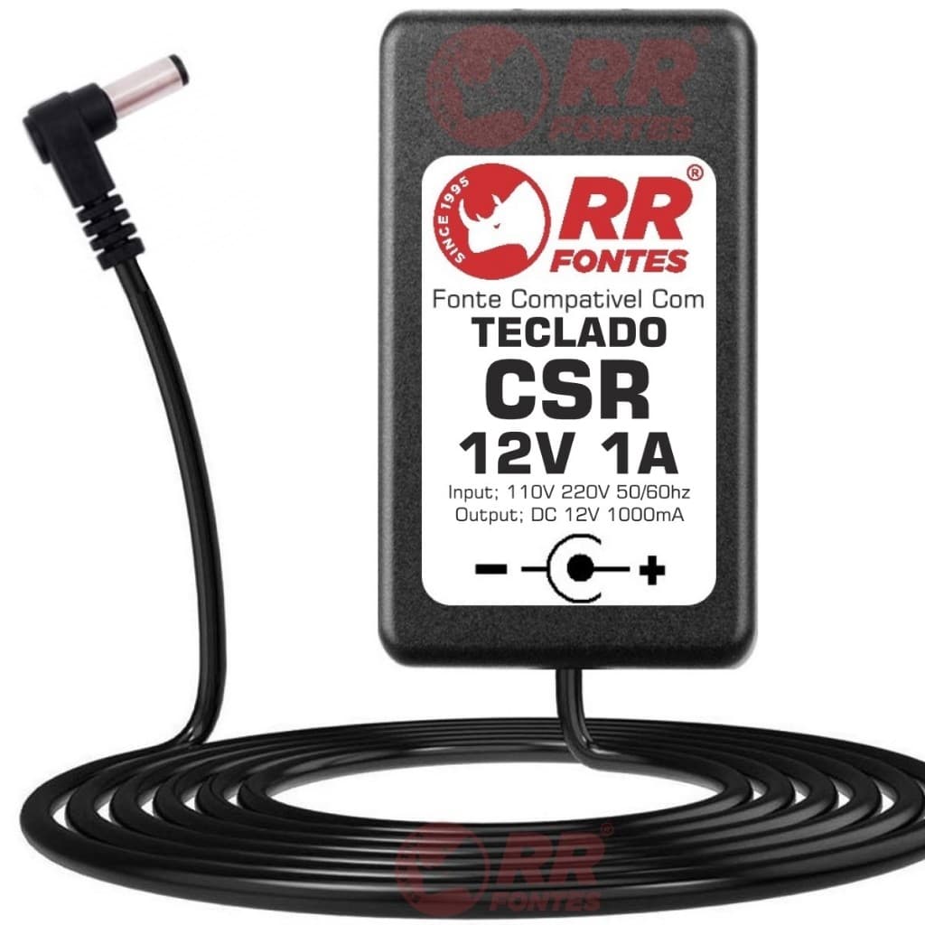 Fonte Carregador DC 12v Para Teclado Eletronico Csr 558 Csr558