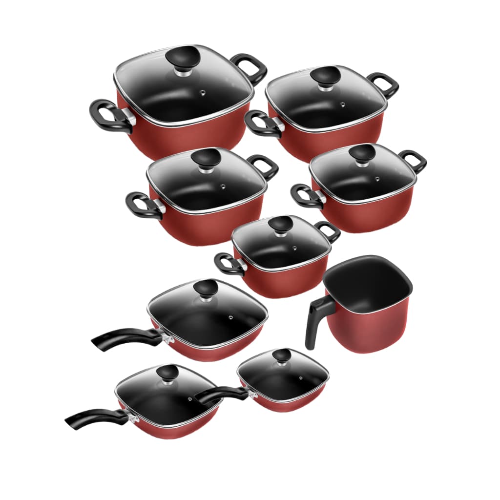 Conjunto 9 Peças Patolux Antiaderente Vermelho