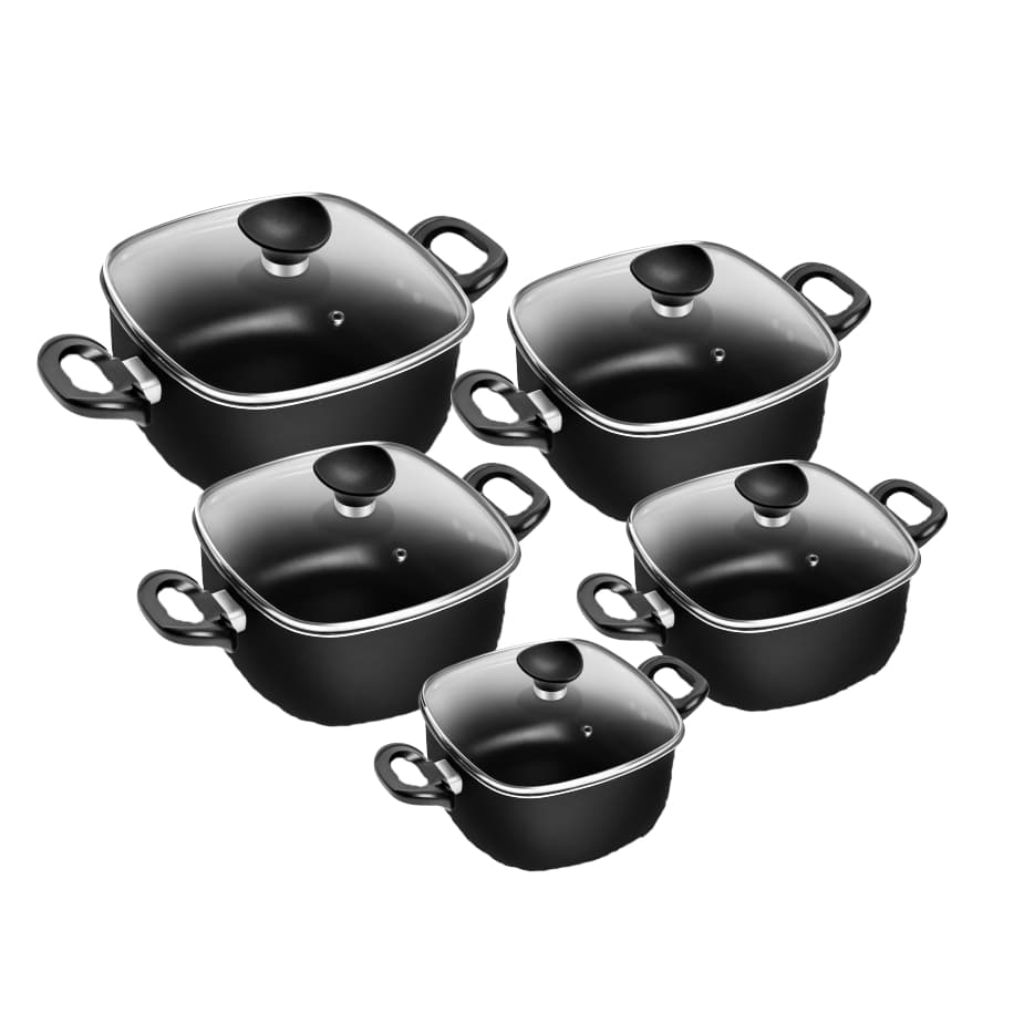 Conjunto Quadrado 5 Peças Patolux Antiaderente Preto