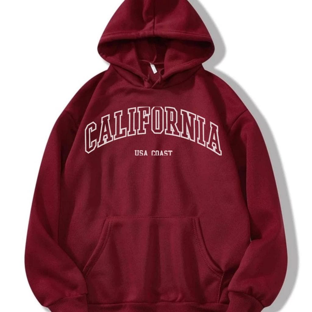 Moletom feminino canguru flanelado estampado.CALIFORNIA Blusa de frio usa coast.