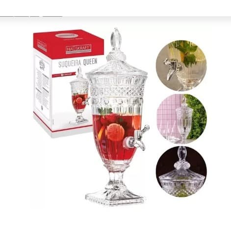 Kit 2 Suqueiras/Dispenser Bebidas 1,8 Litros Hauskraft Vidro