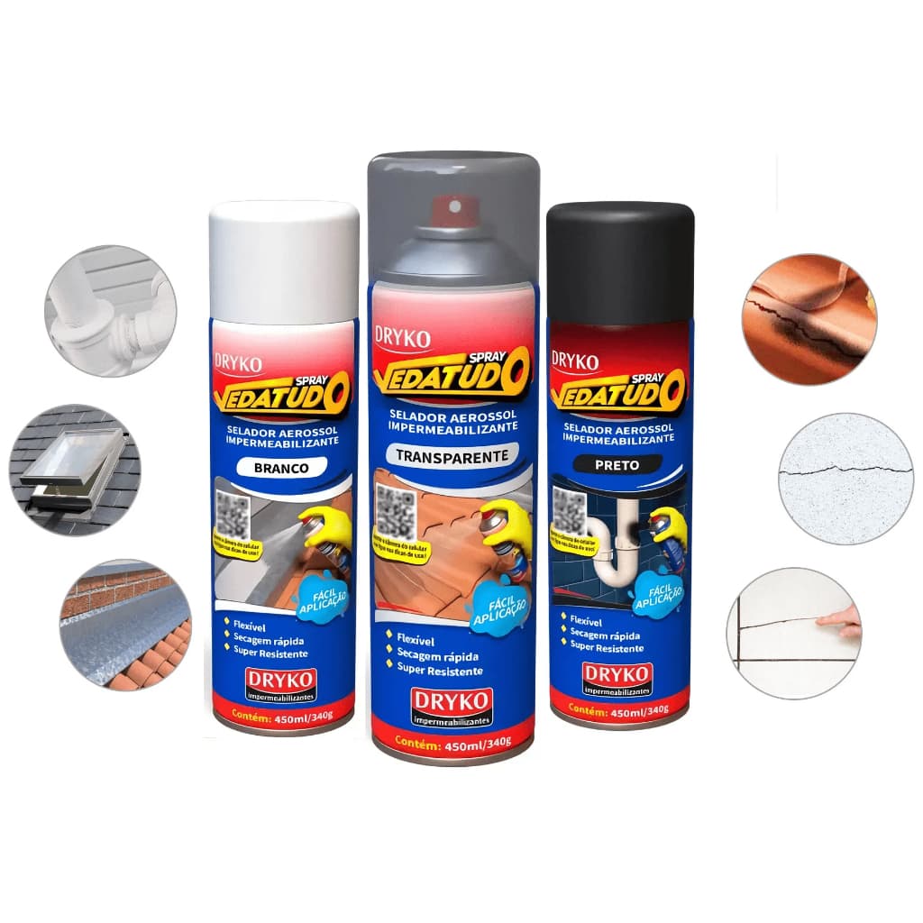 Spray Impermeabilizante VEDATUDO 400ml CORES Emborrachamento Reparos Gerais