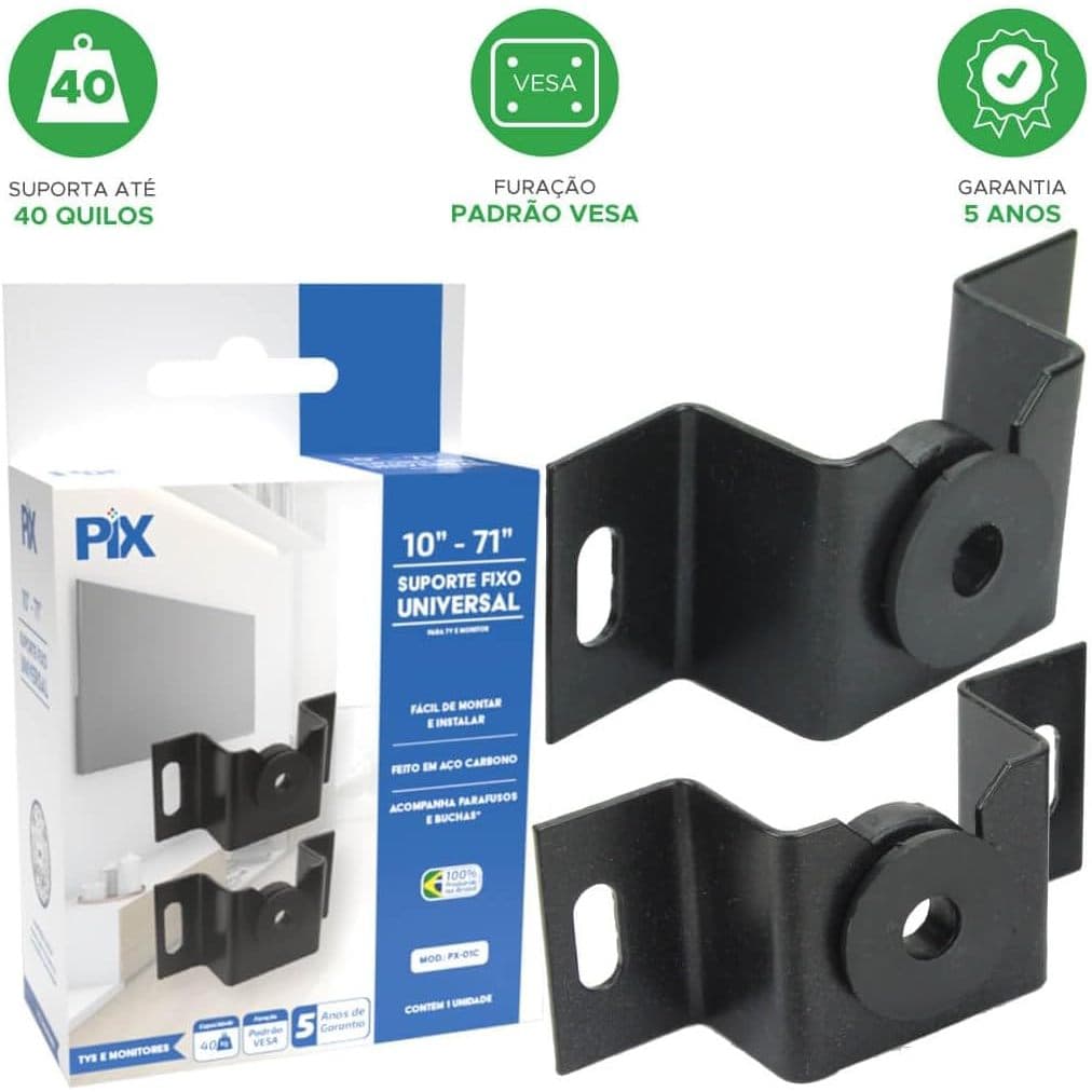 Suporte Fixo para TV Universal 10 - 71 Polegadas - Fácil Instalação - Produto Premium - Aço de Carbono - Envio Imediato