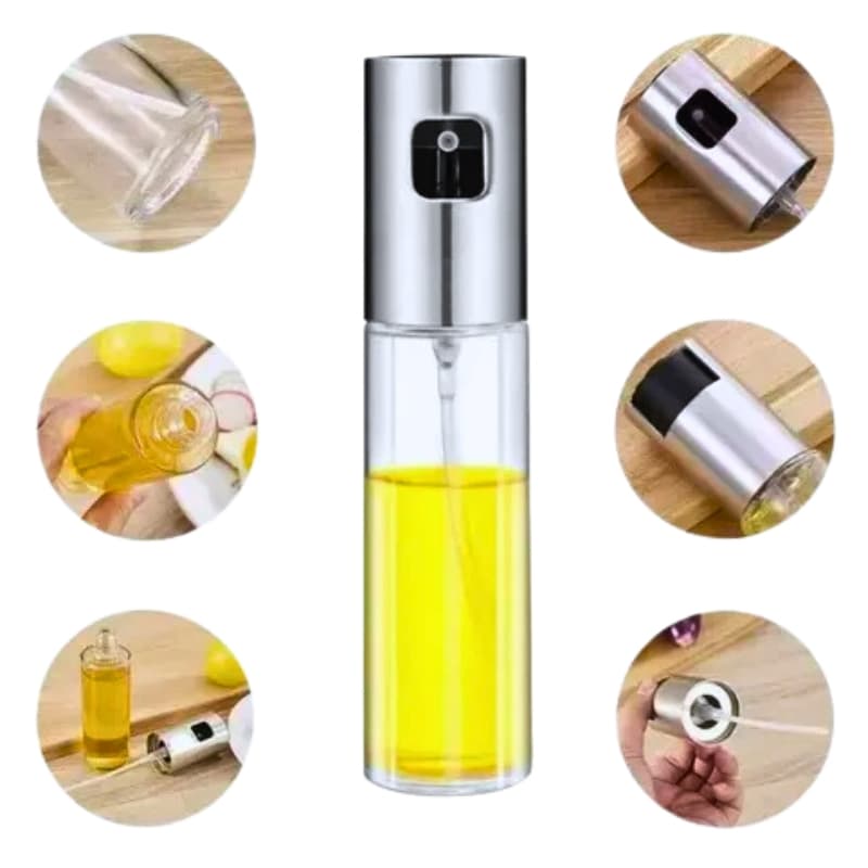Spray Pulverizador de óleo, azeite ,Porta óleo, azeite e vinagre - Galheteiro Inox e Vidro - Premium - Envio imediato