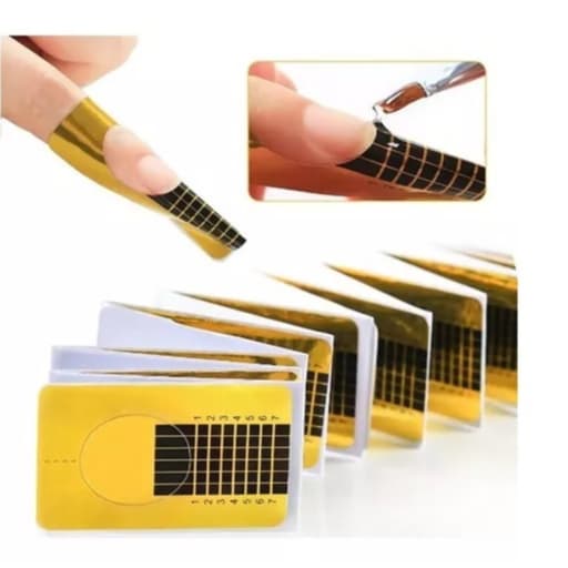 SQ2204 - Pacote 50x Moldes Adesivos De Papel Para Alongamento De Unha