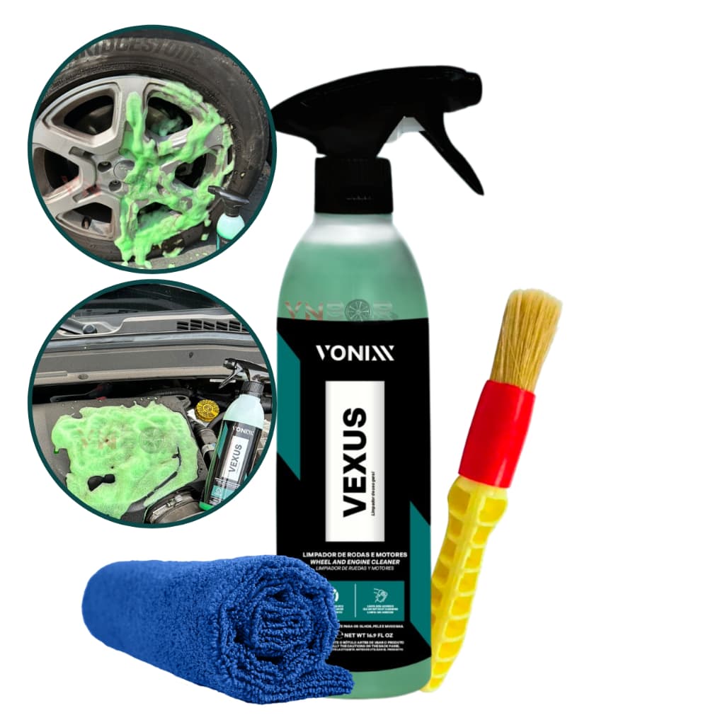 Vexus 500ml Limpador Multiuso Rodas e Motor Limpa Tudo Multi Uso Limpador Geral Renovador Restaurador Roda Motores Vonixx Limpa sem as maos Remove Sujeira Deleta Sujo