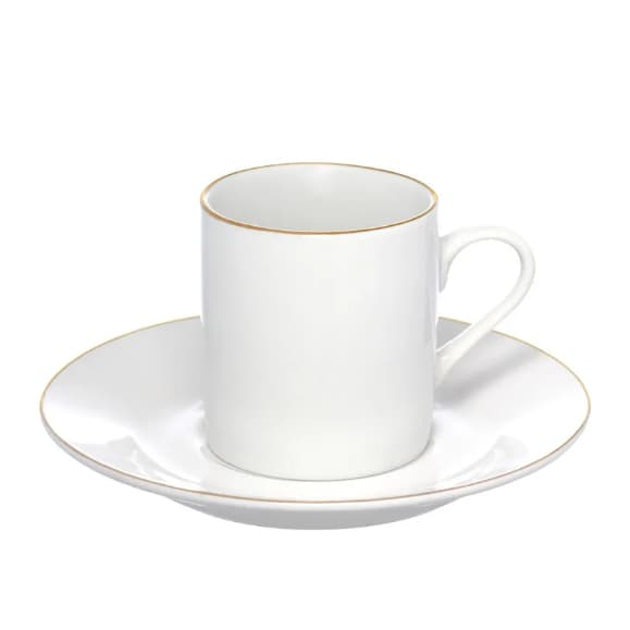 Jogo de Xícaras de Café Royal em Porcelana com Borda Dourada 90ml 4 Peças - Hauskraft