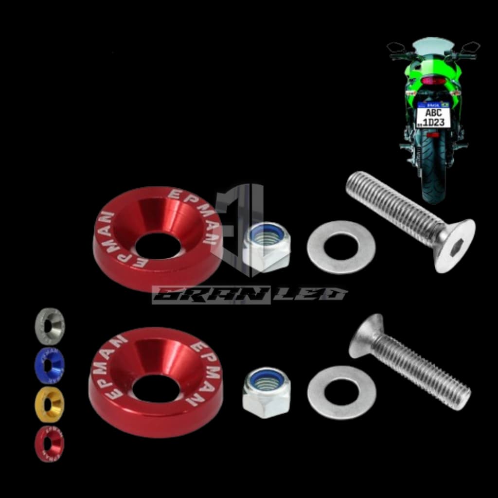 Parafuso e Anilhas Para Placa De Moto E Carro Kit Anilhas Em Alumínio Rosca M6 Fender Washers