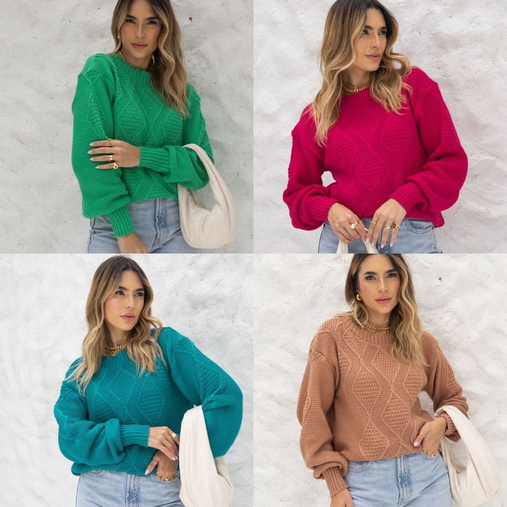 Blusa tricô manga longa frio Outono e inverno roupas TAM único tudo M , 38 até 44 , Busto - 106 cm , Comprimento - 64 cm