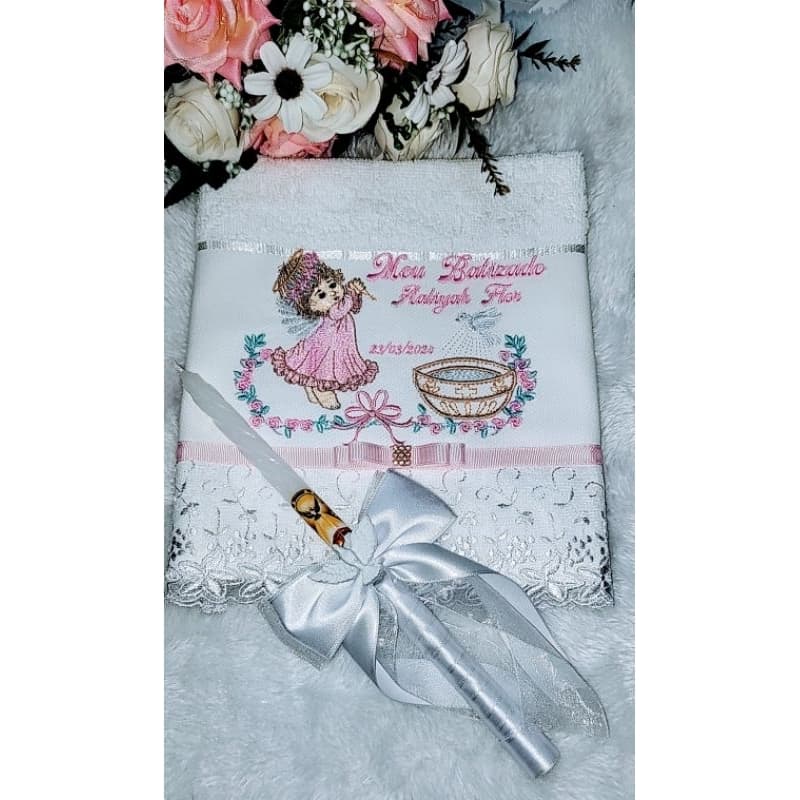 kit toalha e vela para Batizado
