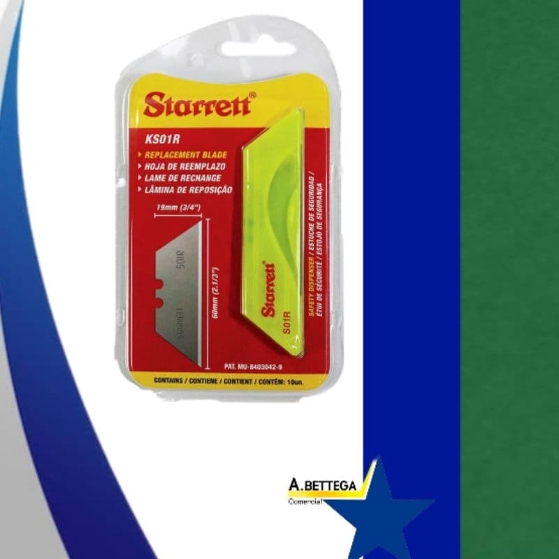 Laminas Para Estilete Trapezoidal Com 10 Laminas Starrett KS01R