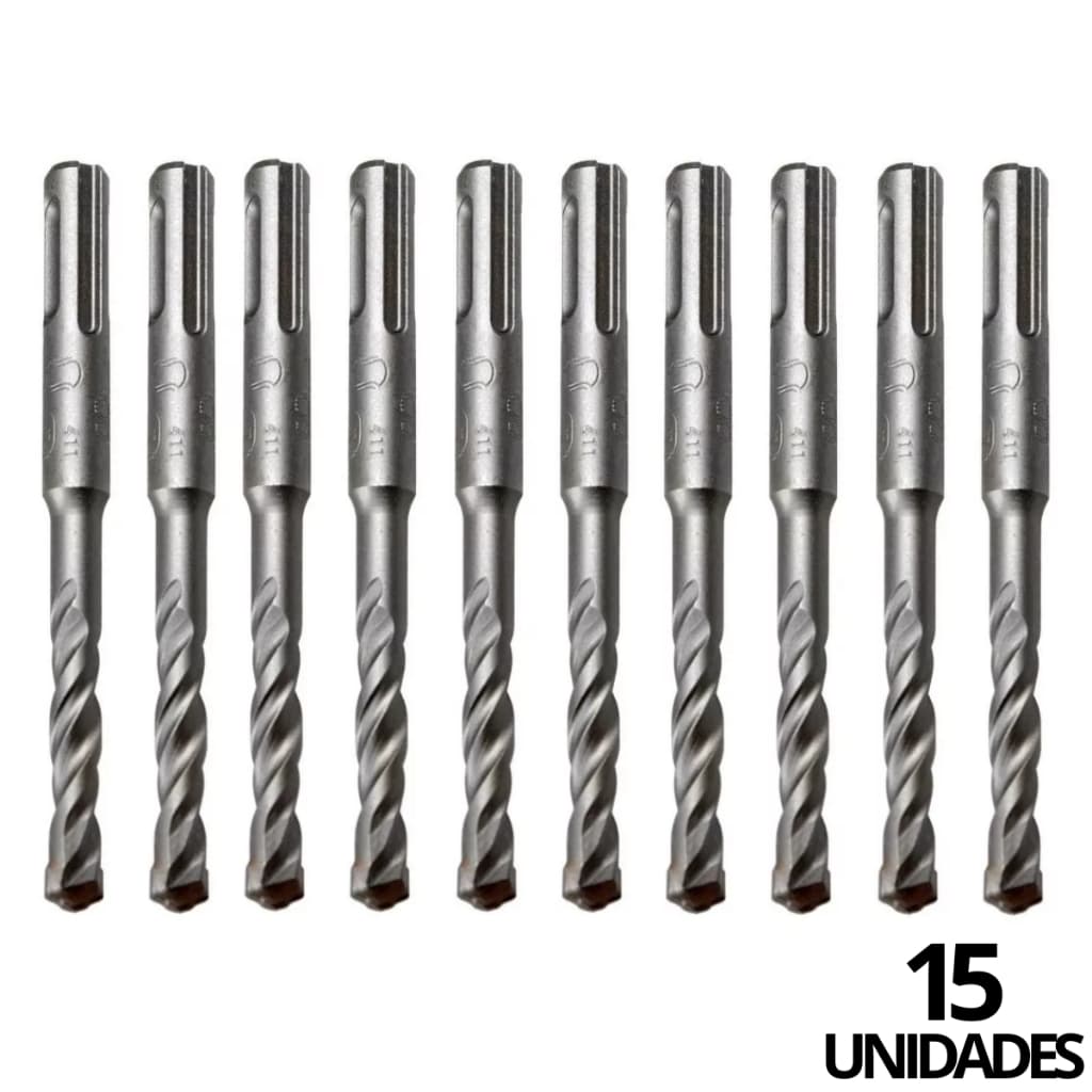 Jogo Kit 15 Brocas Sds Plus 5mm X 110mm (15 Peças) - USO PROFISSIONAL