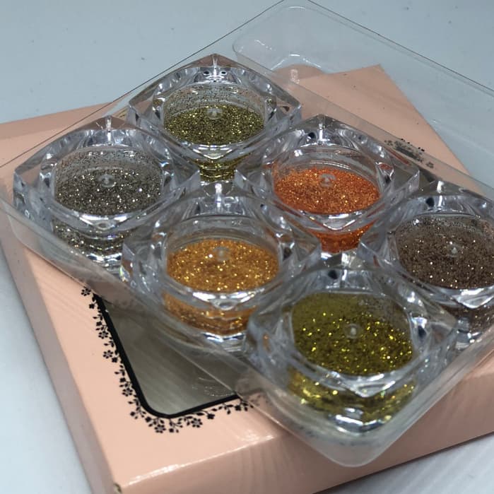 Kit 6x Cores SQ7604 (E01) Glitter Para Unha Encapsulada