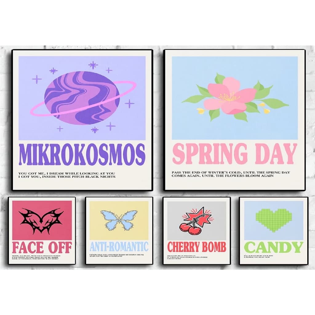 Quadrinhos decorativos Kpop Músicas Grupos masculinos e femininos (13x19)