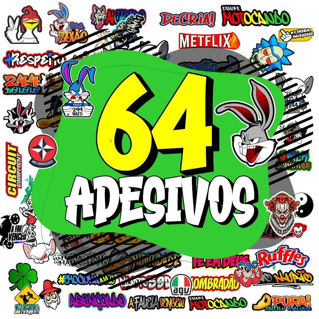 Adesivos para Moto Bike Carro Capacete 64 unidades impreshow U01