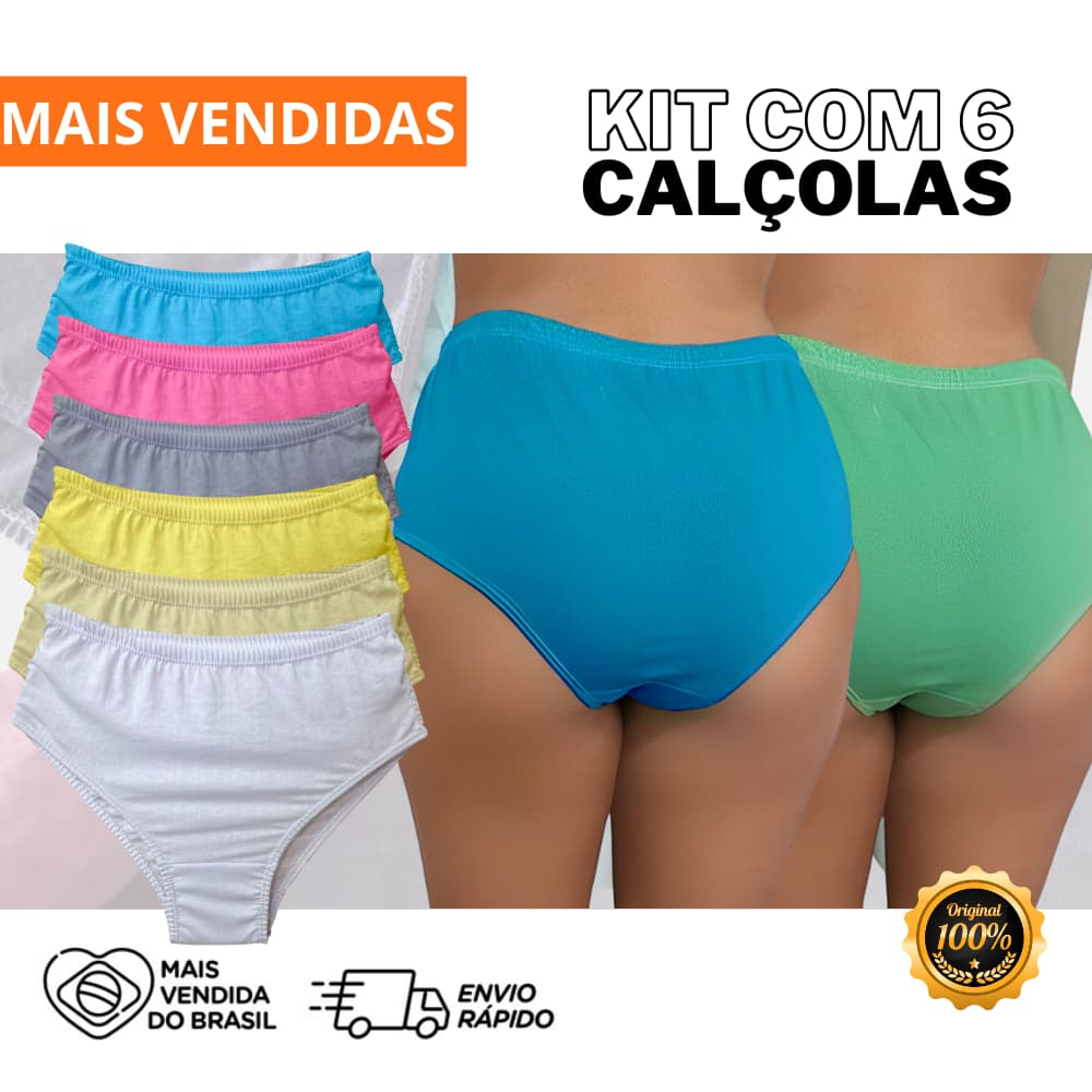 Kit 06 Calcinha Calçola Para Senhoras algodão