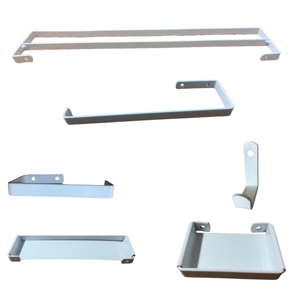 Kit Acessórios de Banheiro 6 Peças Branco Porta Toalha Duplo