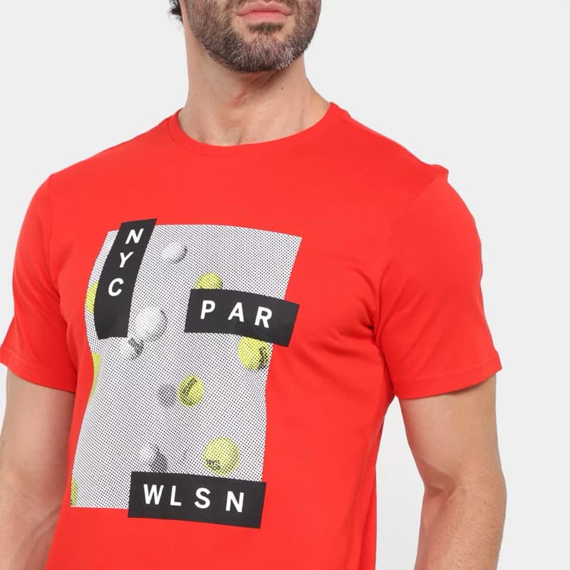 Camiseta Wilson Tennis Par Masculina - Vermelho P