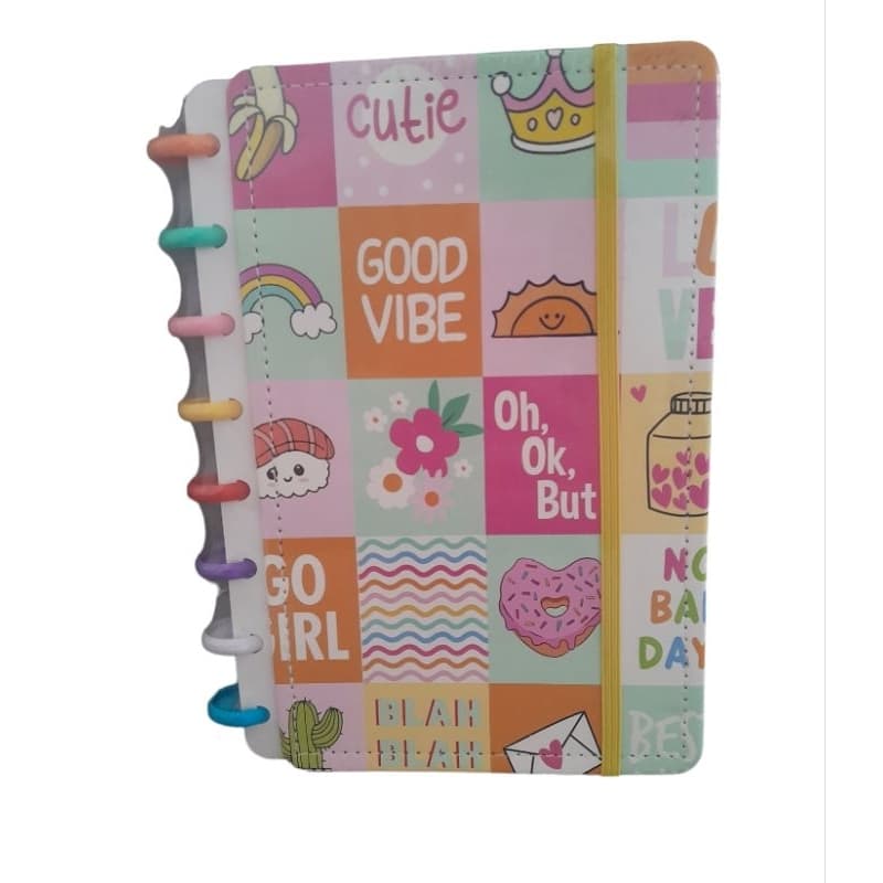 Caderno inteligente médio capa dura 8 furos 80 folhas A5 /caderno disco 15x21