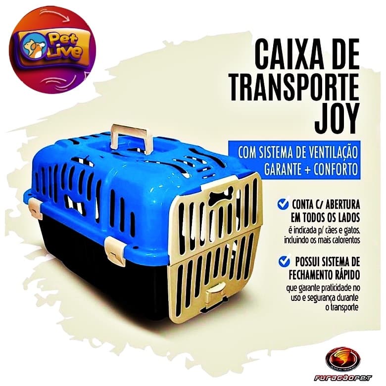 Caixa de transporte Nº1 Para Cães Gatos e Pequenos Pets Furacão Pet Joy Fácil Montagem e Limpeza
