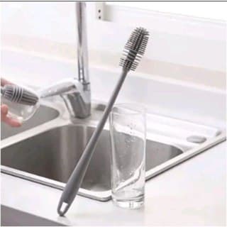 Escova De Silicone Para Lavar Garrafa Mamadeira Copo Taça Ou Banheiro Em Casa Cozinha Limpeza Multiuso Com Cabo