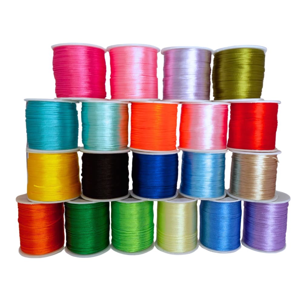Fio de Seda Cordão Cetim Rabo Rato Gato Acetinado Macramê Pulseira Colar Cordonê 1mm Diversas Cores Colorido