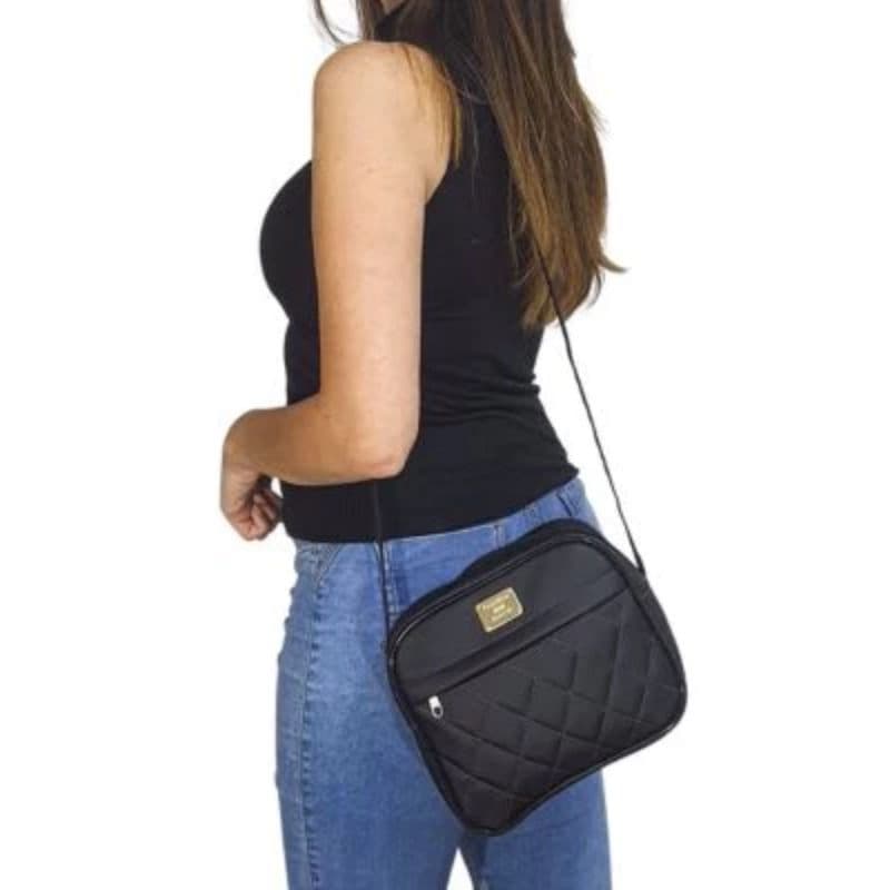 Bolsa Feminina Transversal PequenaTiracolo Lateral Alça Regulável 2 Ziper Verão