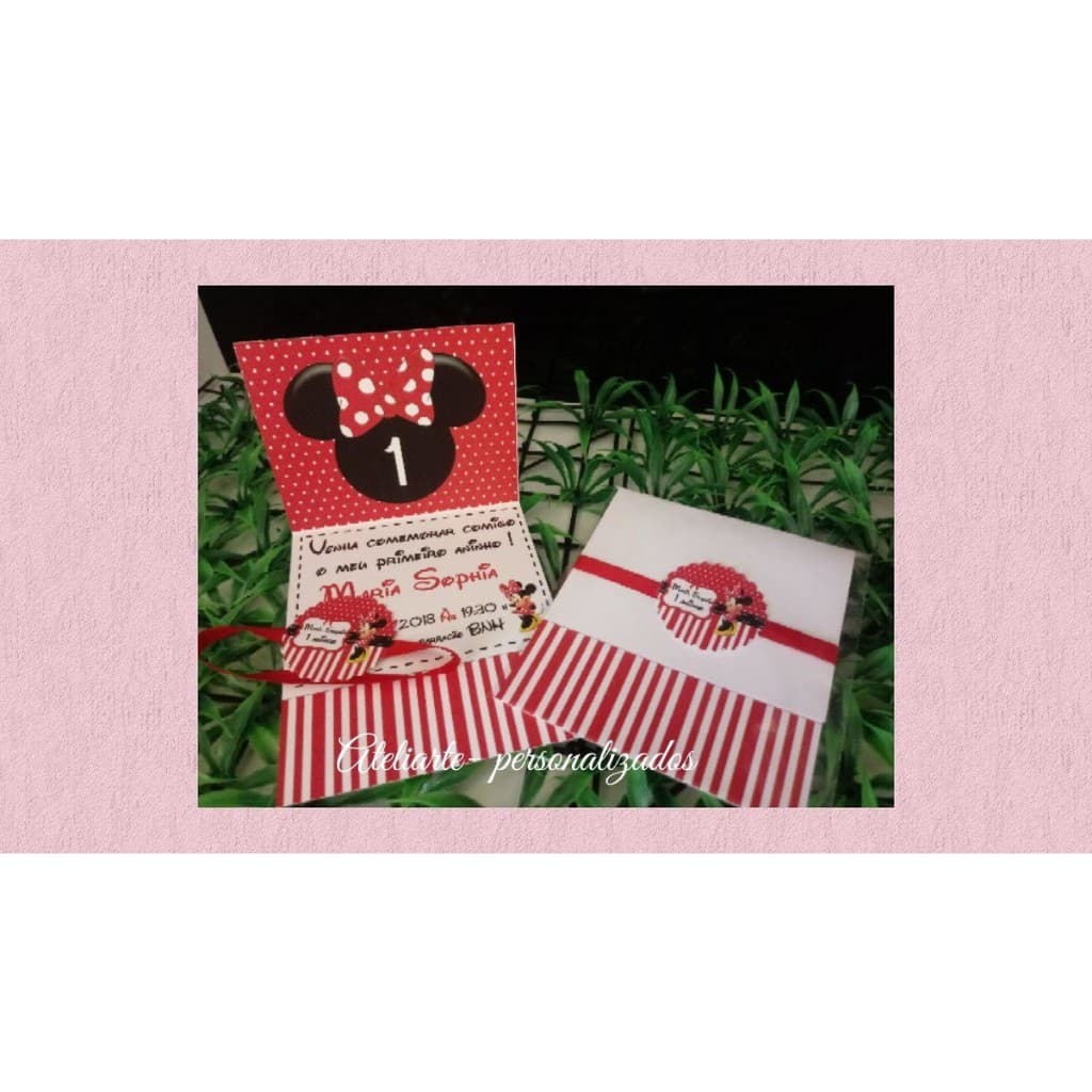 20/35 CONVITE PERSONALIZADOS MINNIE VERMELHA ANIVERSARIO