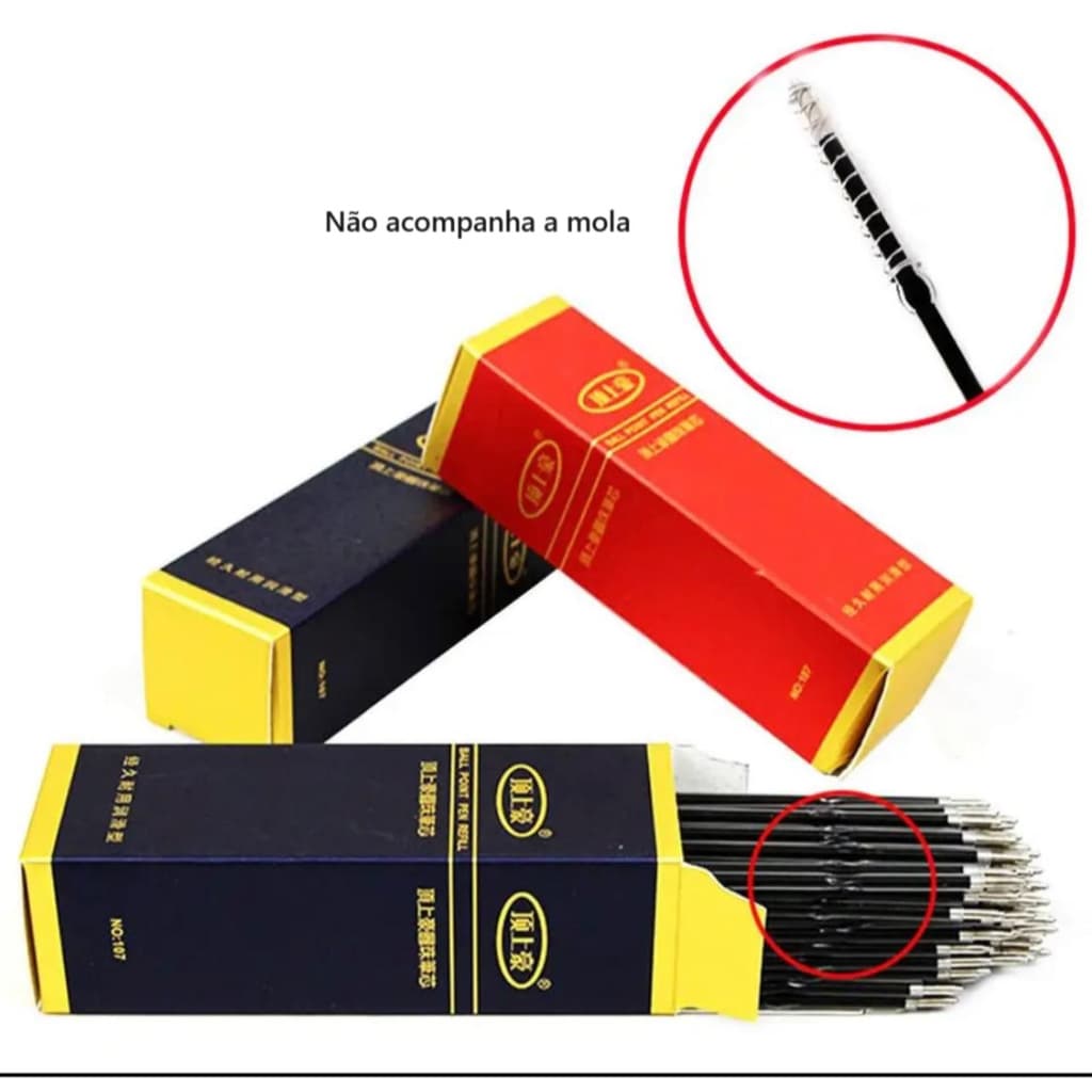 Refil para Caneta Esferográfica de Click Tinta Azul  Preta ou Vermelha