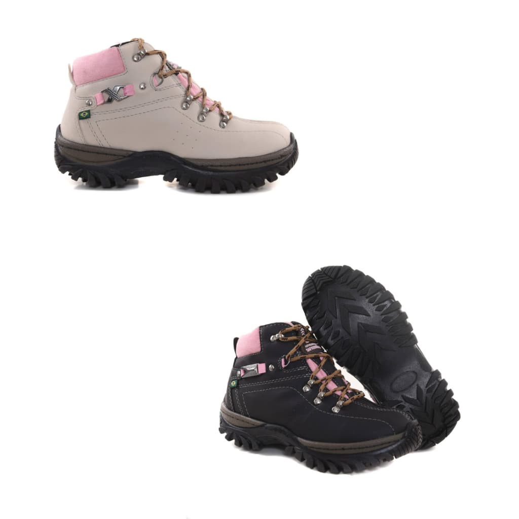 Kit Botinha Feminina Adventure Confortavel Couro Ecológico Leve Macia OFERTA