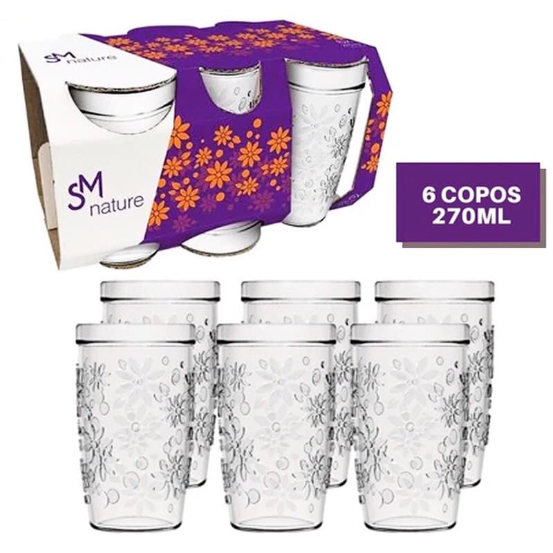 Jogo de Copos com 6 Peças Nature SM - 270 ml
