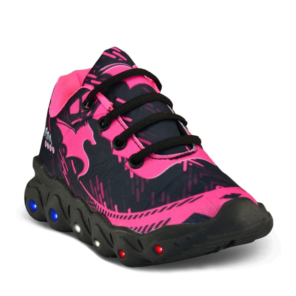 Tênis Infantil De Led Casual Meninas Infinitty Preto Pink Com Luzinha