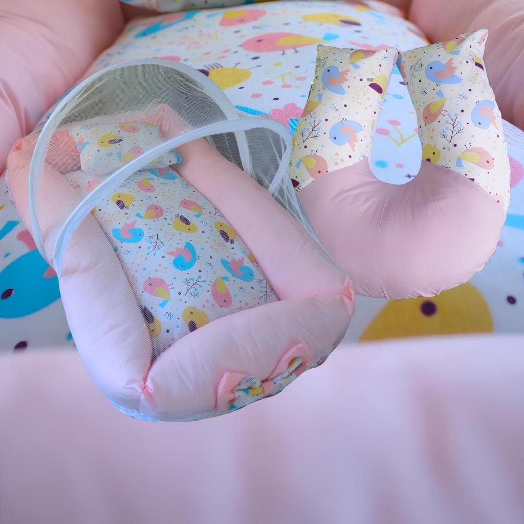 Kit Quarto de Luxo e Almofada Amamentação Passarinho + Mosquiteiro Conforto e Elegancia