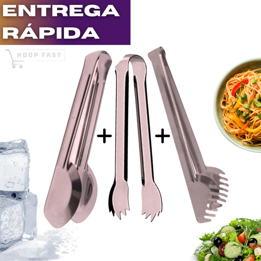 Kit C/3 Pegadores Inox Pegador Universal para Salada para Massas para Macarrao para Gelo Grandes de Qualidade