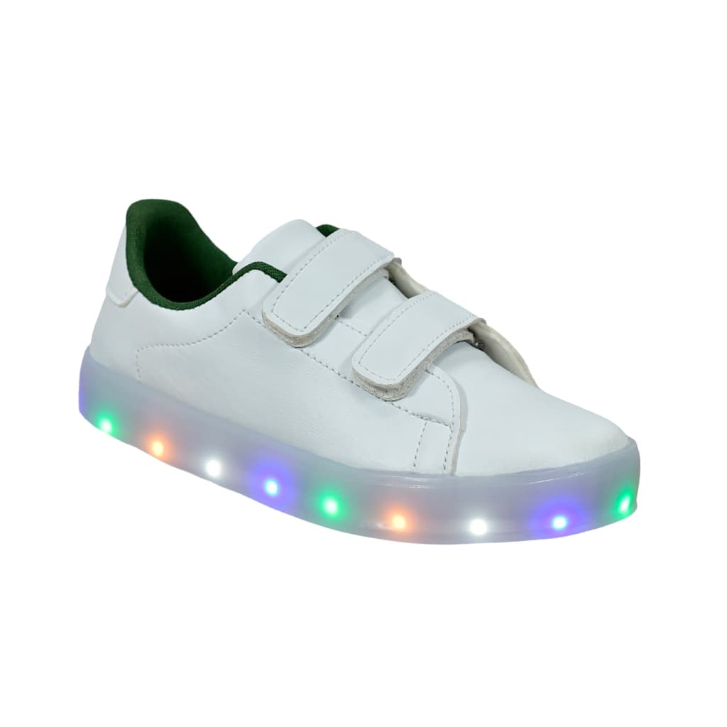 Tênis Infantil Masculino Led Casual Meninos Básico Estiloso Preto Branco Marinho