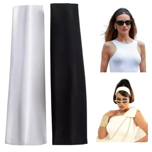 KIT 2 FAIXAS DE CABELO TIARA GINÁSTICA ACADEMIA ESPORTE BRANCO PRETO