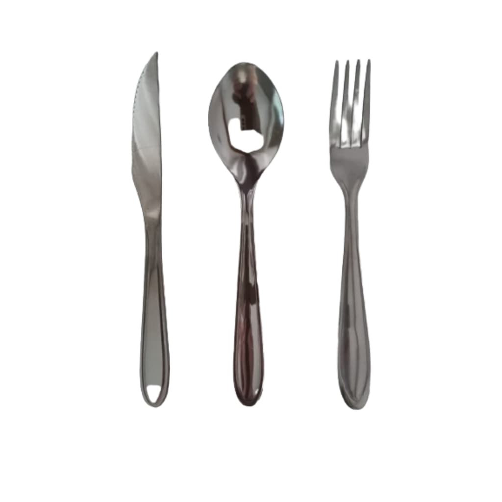 Jogo 6 Talheres Aço Inox Festa Cozinha Garfo ou Colher ou Faca Inox Polido Luxo 23cm 6peças