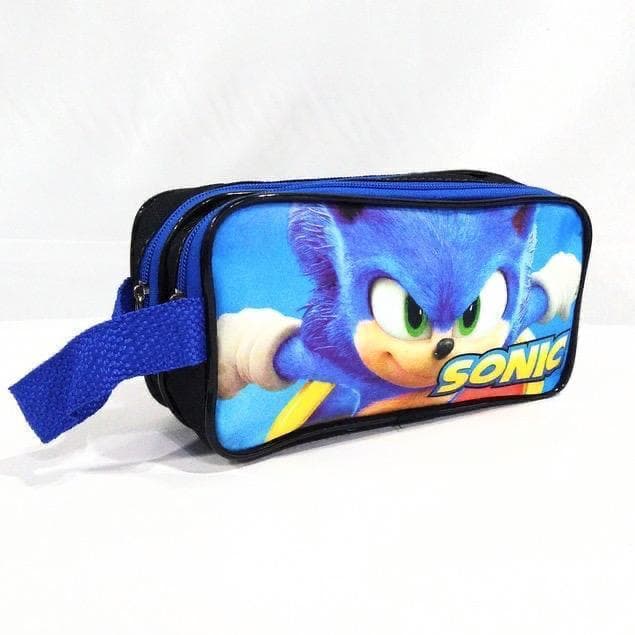Estojo Duplo Infantil Escolar Para Meninos Personagem Sonic Grande 2 Zíperes Menino Infantil Criança Bolsinha Masculina Os Vingadores Material Escola Persongens Volta As Aulas