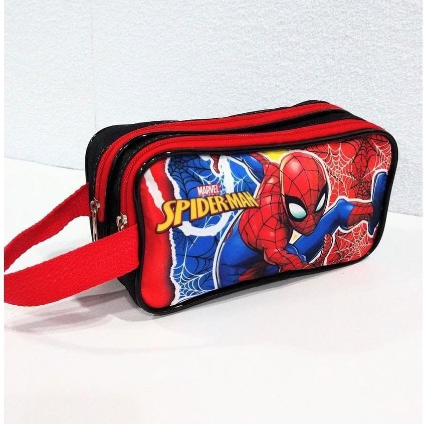 Estojo Infantil Escolar Personagem Homem Aranha Os Vingadores Grande 2 Zíperes (Modelo novo Para Meninos) Spider Man Super Herói Menino Promoção Personagens Volta As Aulas