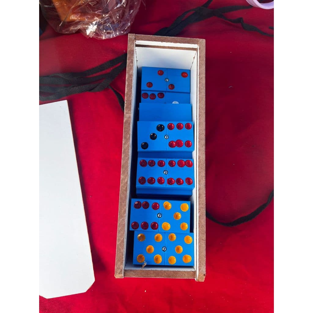 Dominó Profissional Grosso PVC Azul Madeira MDF Tinta Automotiva com Esfera 1cm