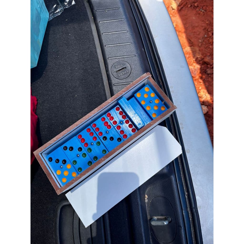 Dominó Profissional Grosso PVC Azul Madeira MDF Tinta Automotiva com Esfera
