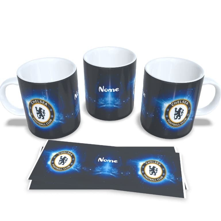 Caneca Time Chelsea - com o Nome + Caixa Personalizada com a mesma Arte