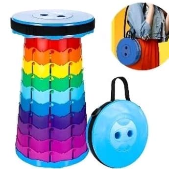 Banco Retrátil Portátil Com Alça Camping Dobrável Ajustável Colorido