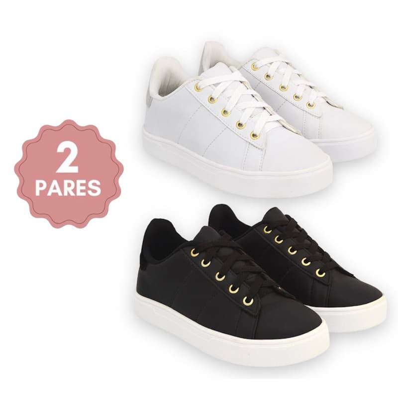 Kit 2 tênis feminino dois pares de tênis feminino casual dia a dia moda lançamento