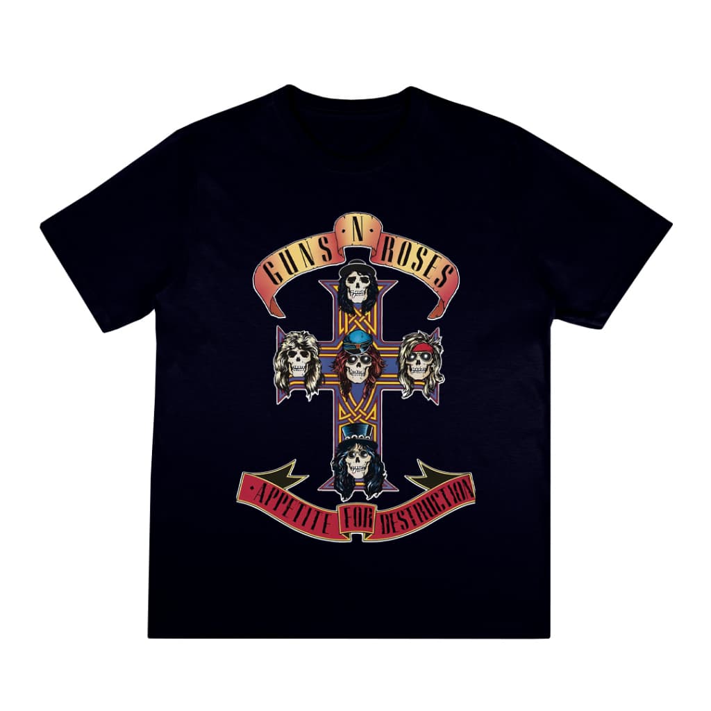 Camiseta Masculina Rock Banda Guns N' Roses Algodão Fio 30.1 Penteado Zero Encolhimento