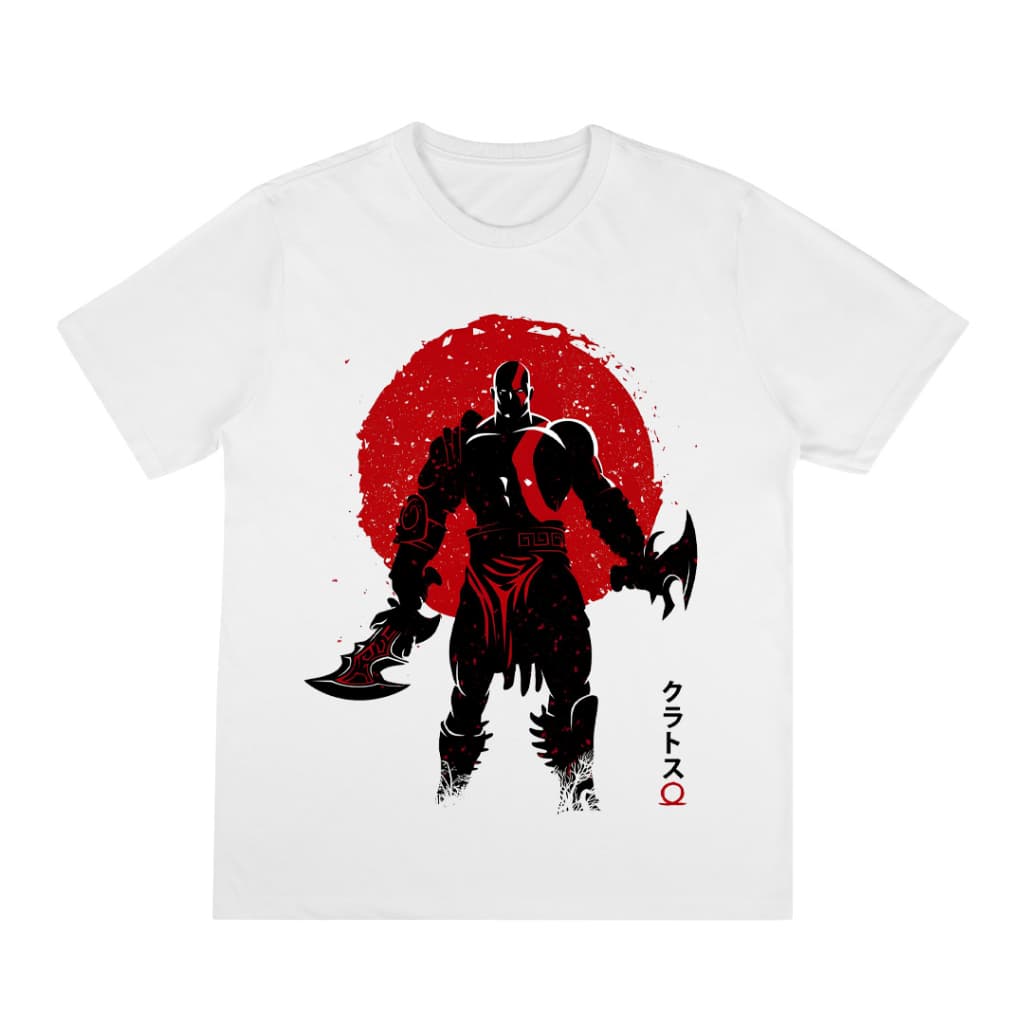 Camiseta básica Masculina Feminina God Of War Kratos Algodão Fio 30.1 Penteado Zero Encolhimento