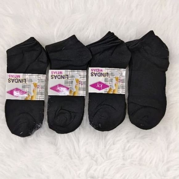 Kit 12 Pares Meias Preto Feminina e Masculina Cano Curto Soquete 35-40/40-46