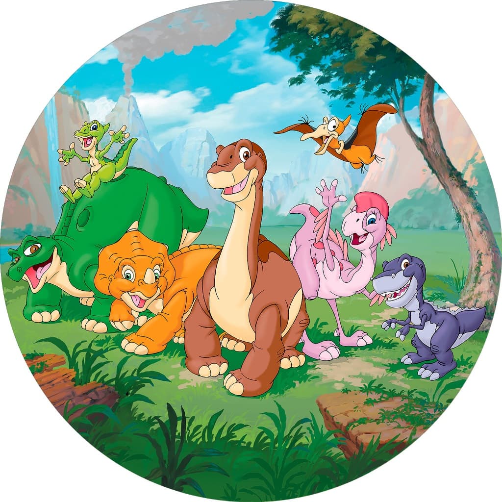 Painel de Festa Redondo em Tecido Vale dos Dinossauros 009