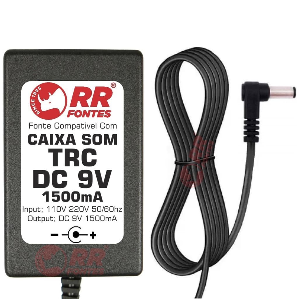 Fonte Carregador 9V Para Caixa de Som TRC-5590 TRC-5536