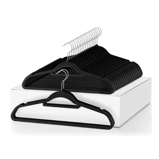 Kit Cabides Roupas Veludo Slim Ultra Fino Antideslizante Giratório 360° Lanmax
